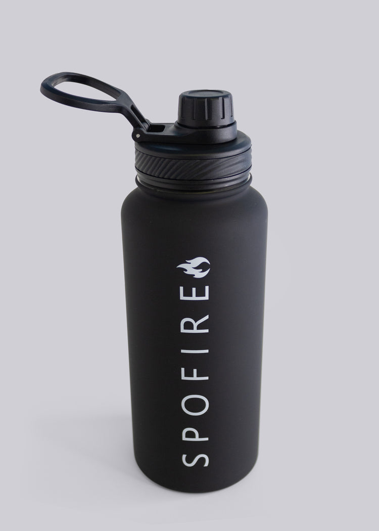 Spofire Black water bottle - Front