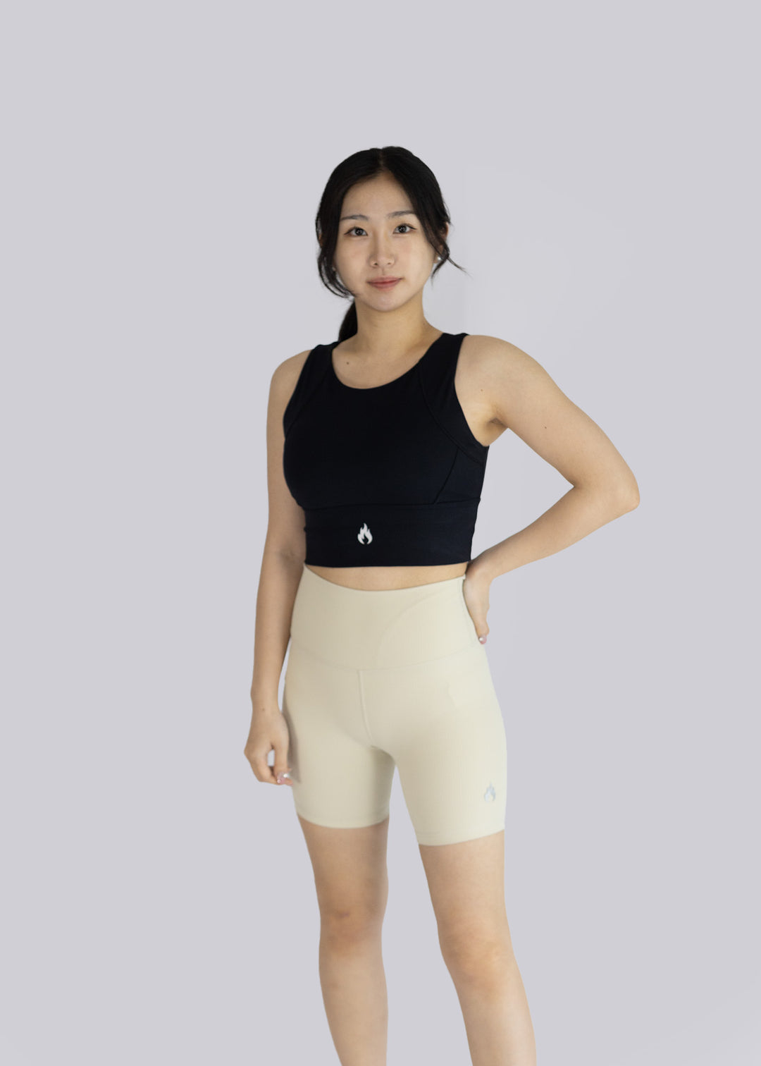 Above Knee shorts, beige- Front