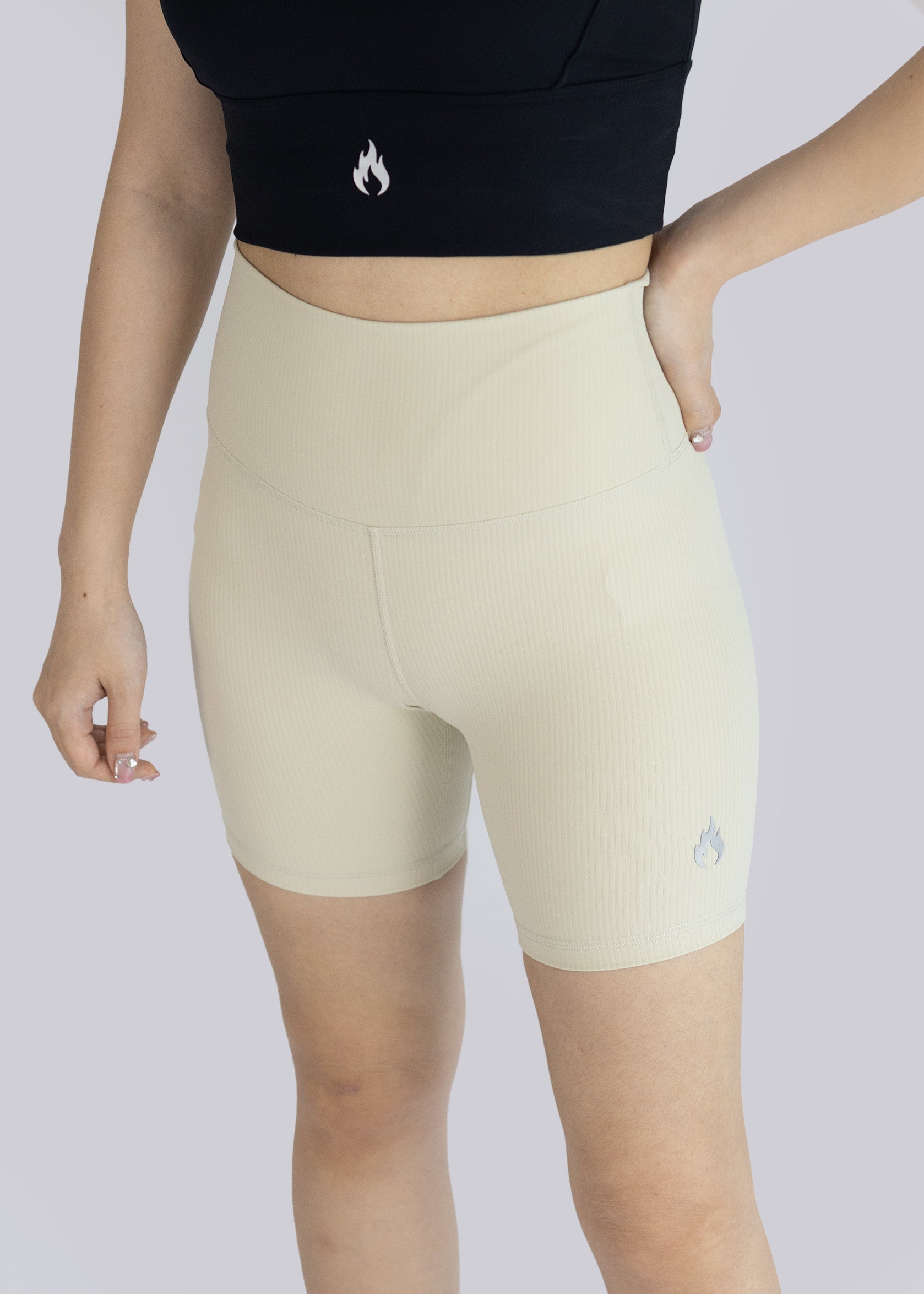 Above Knee shorts, Beige - close up