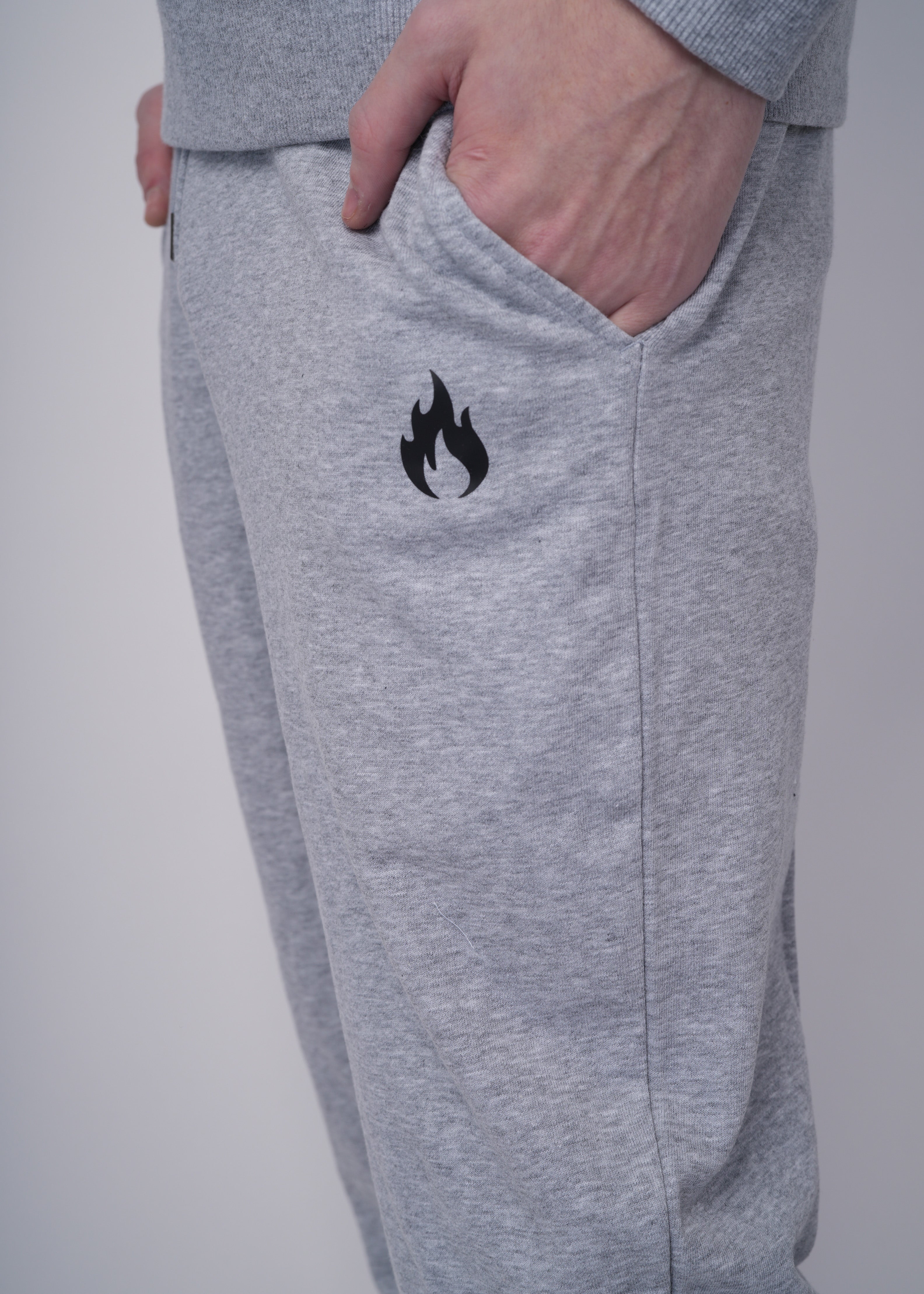 Spofire Men's Cotton Joggers Gray - close up shot