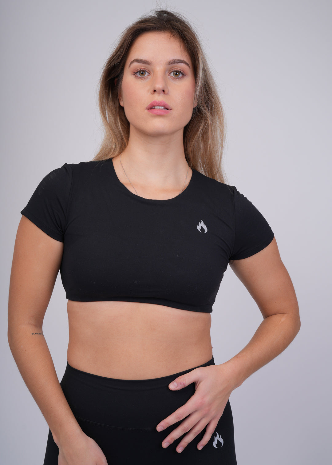 Short sleeve crop top set